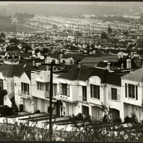 [View of the Sunset District from the Sunset Reservoir at 26th Avenue and Quintara Street]