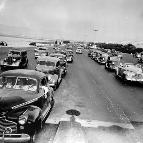 [Traffic on East Bay approach to the San Francisco-Oakland Bay Bridge]