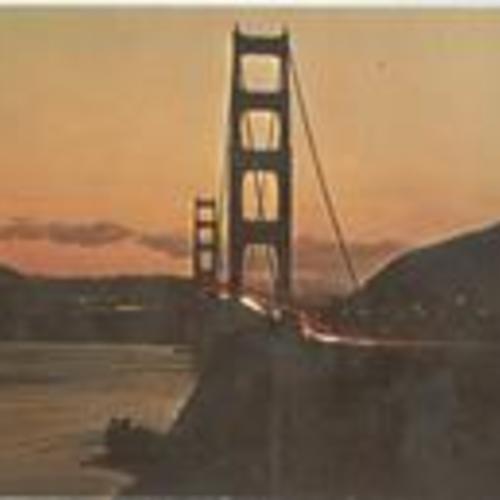 [San Francisco, California -- the Golden Gate Bridge at Sundown]