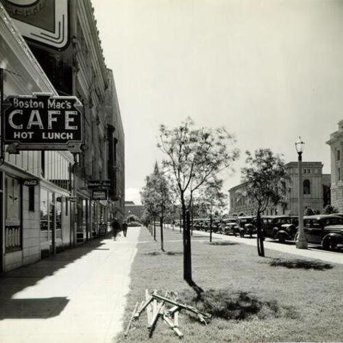 [Store fronts on Fulton and Hyde Street, located in the Civic Center]