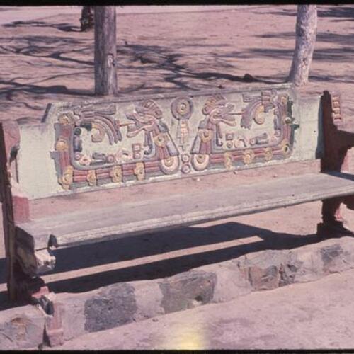 Bench decorated with indigenous designs