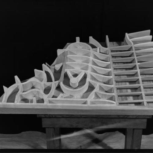 Construction of WPA San Francisco Scale Model: Panel section showing street elevations and openings for city blocks