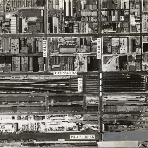 [Aerial view of Townsend Street in the area of 3rd Street, 4th Street, 5th Street, and 6th Street]