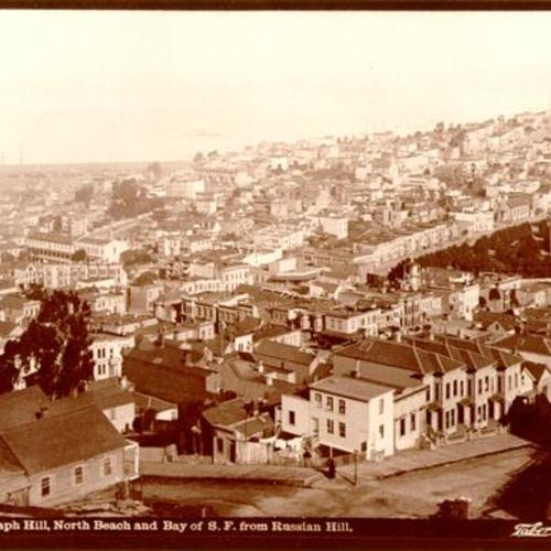 Telegraph Hill, North Beach and Bay of S. F. from Russian Hill