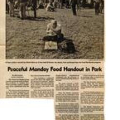 Peaceful Monday Food Handout in Park, San Francisco Chronicle, September 13 1988
