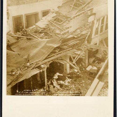 Wells Fargo and company office. April 23, 1866. Damage from explosion