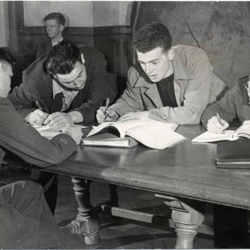 [Four students studying at the University of San Francisco]