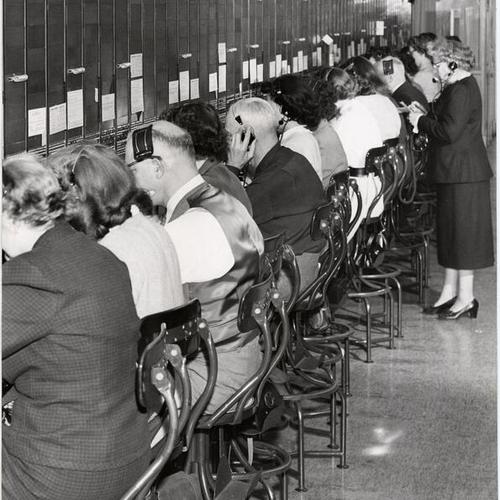 [Supervisory personnel working switchboard at Pacific Telephone & Telegraph Company during strike]