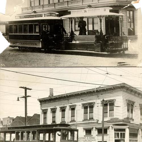 [Two views of the intersection of California Street and Presidio Avenue, one from 1875 and one from 1924]