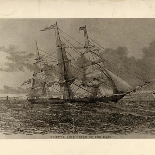 [Engraving of clipper ship "Star of the East"]