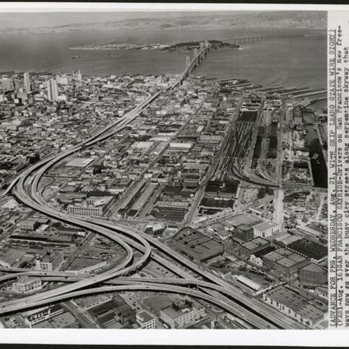[Aerial view of Central Freeway looking North]