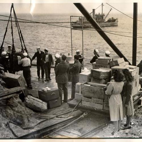 [Weekly supplies arriving at the Farallon Islands]