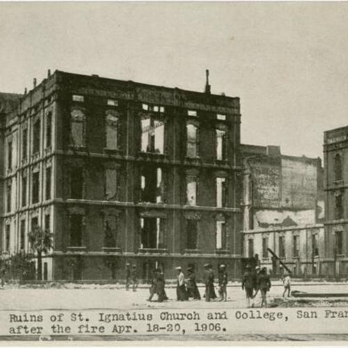 Ruins of St. Ignatius Church and college, San Francisco, after the fire Apr. 18-20, 1906
