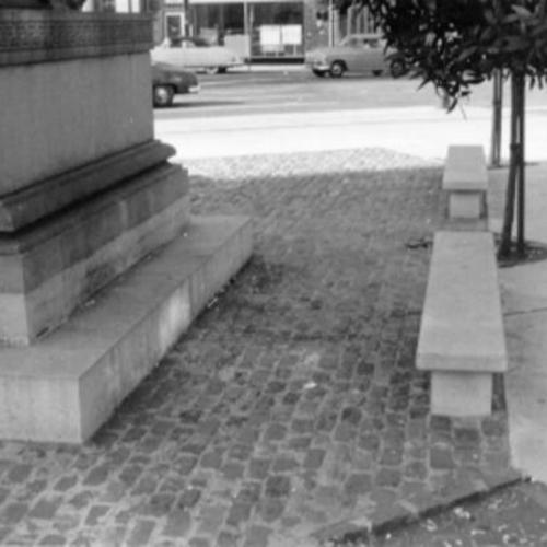 [Base of the Donahue Monument, also known as the Mechanics Monument, on Market Street]