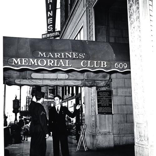 [Main entrance to the Marines' Memorial Club at 609 Sutter street]