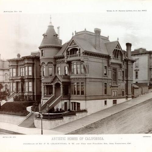 ARTISTIC HOMES OF CALIFORNIA, Residence of Mr. P. N. LILIENTHAL, S. W. Cor. Clay and Franklin Sts., San Francisco, Cal