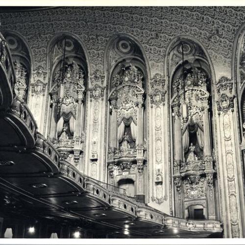 [Interior of upper balcony and wall of Fox theater]
