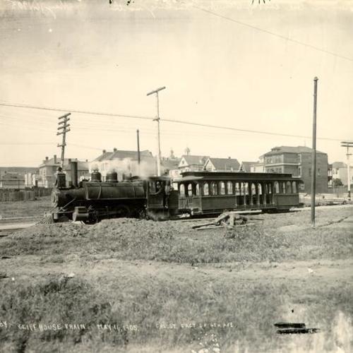 Cliff House train. May 16, 1905. Cal. St. East of 6th Ave