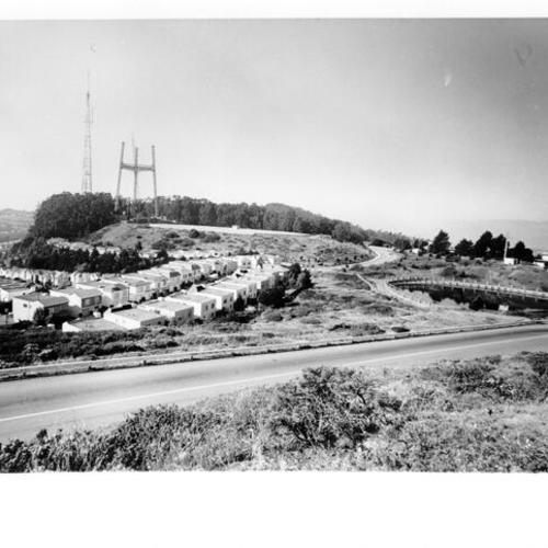 [Sutro Forest TV Tower when it was one third complete]