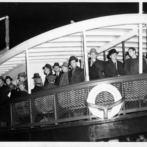 [Nazi sailors on Angel Island ferry prior to return to Germany]