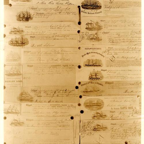 Shipping Invoices and Bills, circa 1877