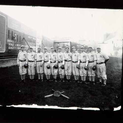 [Baseball team posing at Recreation Park, 15th and Valencia street]