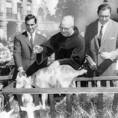 [Father Alfred Boeddeker "blessing the pets" at Children's Playgrounds, Golden Gate Park]