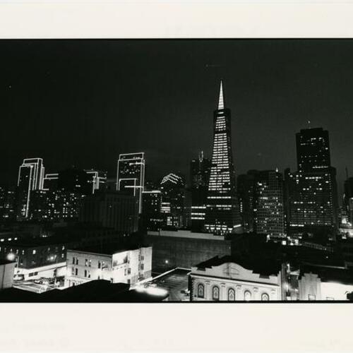 San Francisco evening skyline from Dunnes Alley
