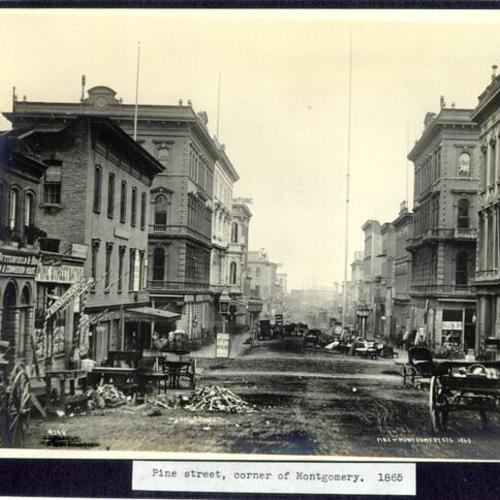 Pine street, corner of Montgomery. 1865