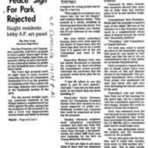Peace Sign for Park Rejected, SF Chronicle, January 6 1998