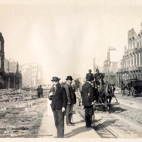 [Police on Market Street after the earthquake and fire of April, 1906]