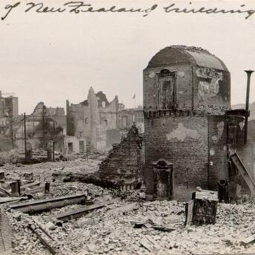 [View of wreckage caused by the earthquake and fire of April 18, 1906 from rear of the New Zealand Insurance Company building]