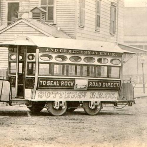 [Sutter Street Railway Company cable car]