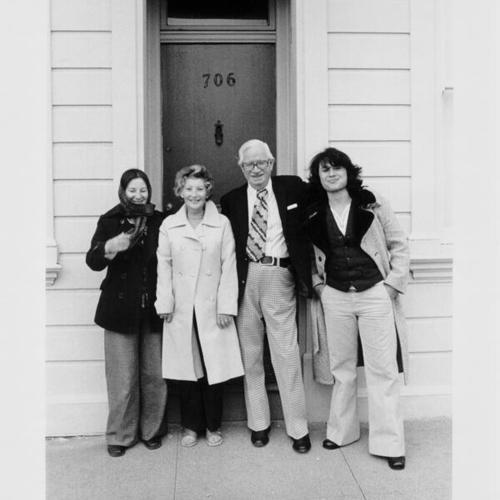 [Vance family posing for a photograph in front of 706 Spruce Street, near Geary boulevard]