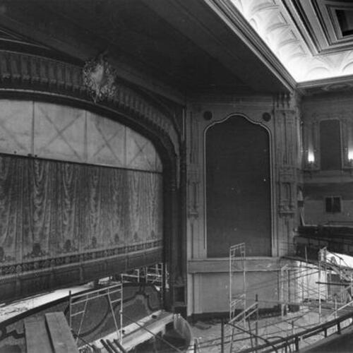 [Stage of the Golden Gate Theater during restoration]