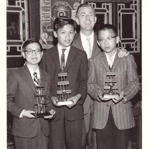 [Francisco Junior High School students winning awards at Chinatown Optimist Club]