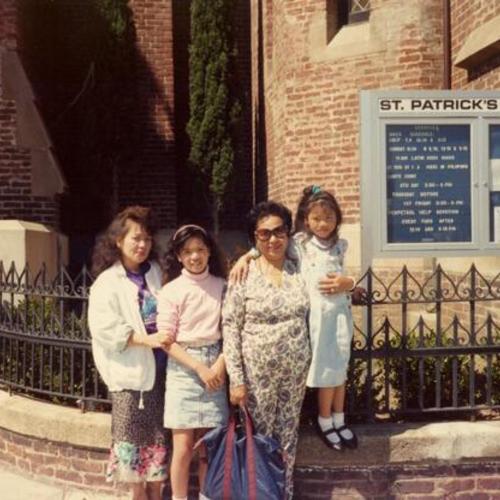 [Josefina, Juslyn, Andrea and Carly-Anne in front of St. Patrick's Catholic Church]