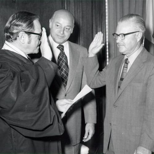 [Joseph Alioto at the swearing in of Everett Walsh to the Board of Permit Appeals]