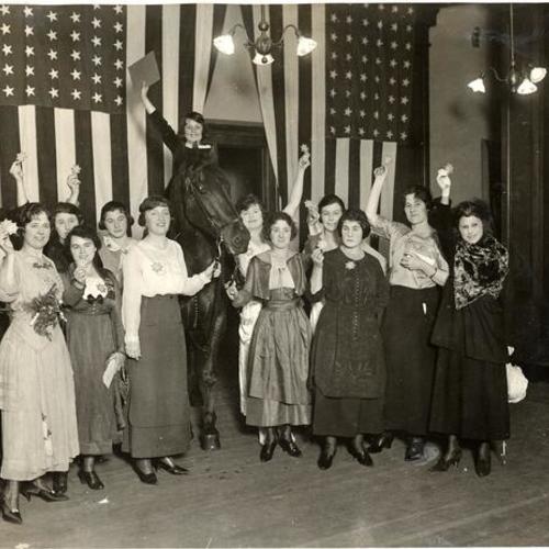 [San Francisco Police Department Woman officers showing their new stars]