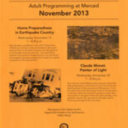 Adult Programming at Merced November 2013 flyer