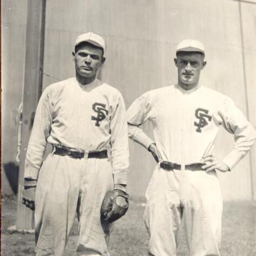 [San Francisco Seals players, George Maisel and Del Baker]