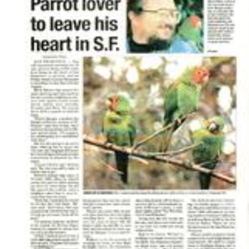 Parrot lover to leave his heart in SF