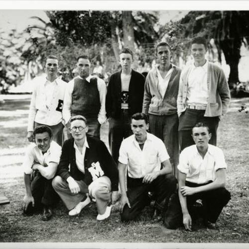 [Group of young men from the "Cousins Basketball Team" at Linda Vista Park in San Jose, California]