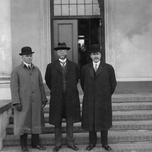 [President C.C. Moore on steps of Service Building]