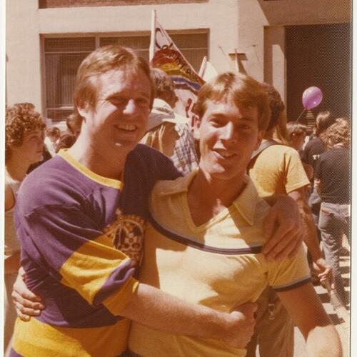 Armistead Maupin (left) and David at Gay Freedom Day Parade