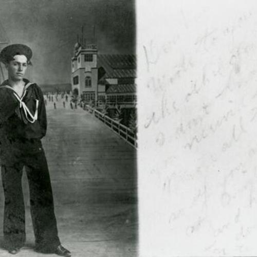 [Portrait and postcard of a Navy sailor]