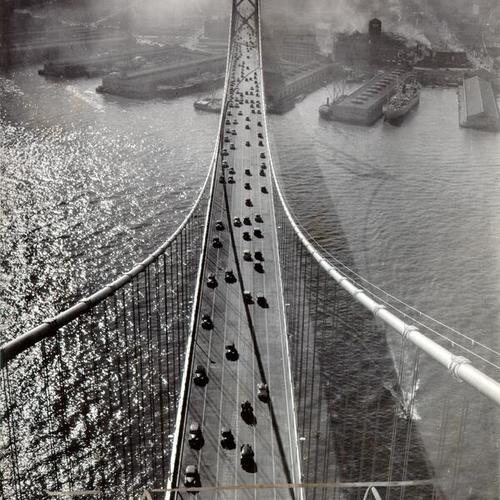 [View of traffic on the San Francisco-Oakland Bay Bridge]