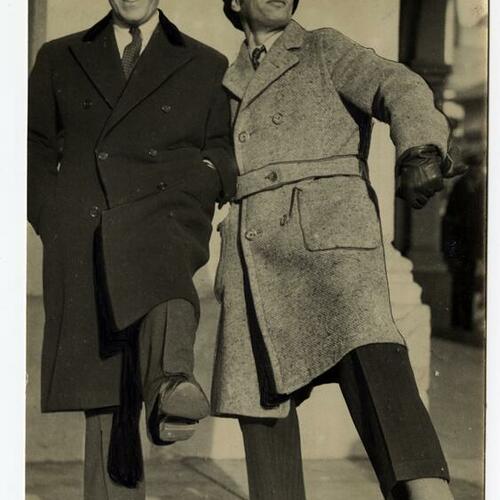 Gaetano Merola (left) dancing with Adolf Bolm outdoors
