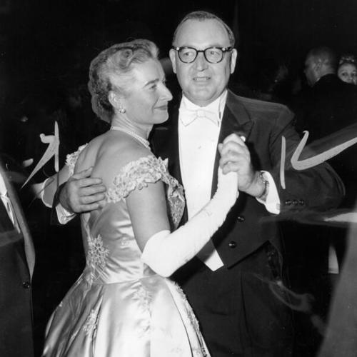 [Governor and Mrs. Edmund G. (Pat) Brown dance the first dance at the Inaugural Ball]