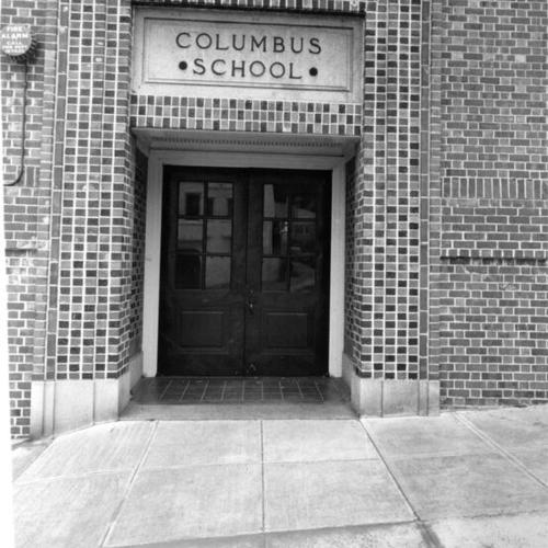 [Entrance to Columbus Elementary School]